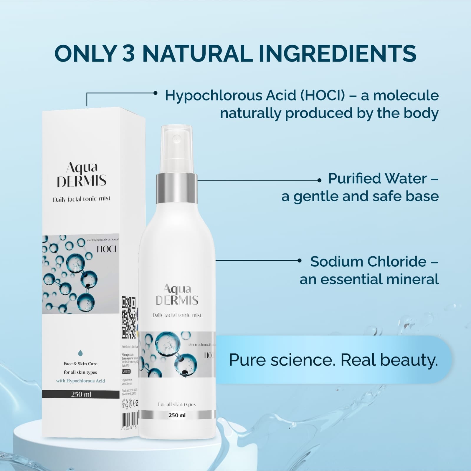 AquaDERMIS Kit Diario – Tónico Facial con Ácido Hipocloroso y Nano Pulverizador - Sterilox C&B Europe SL