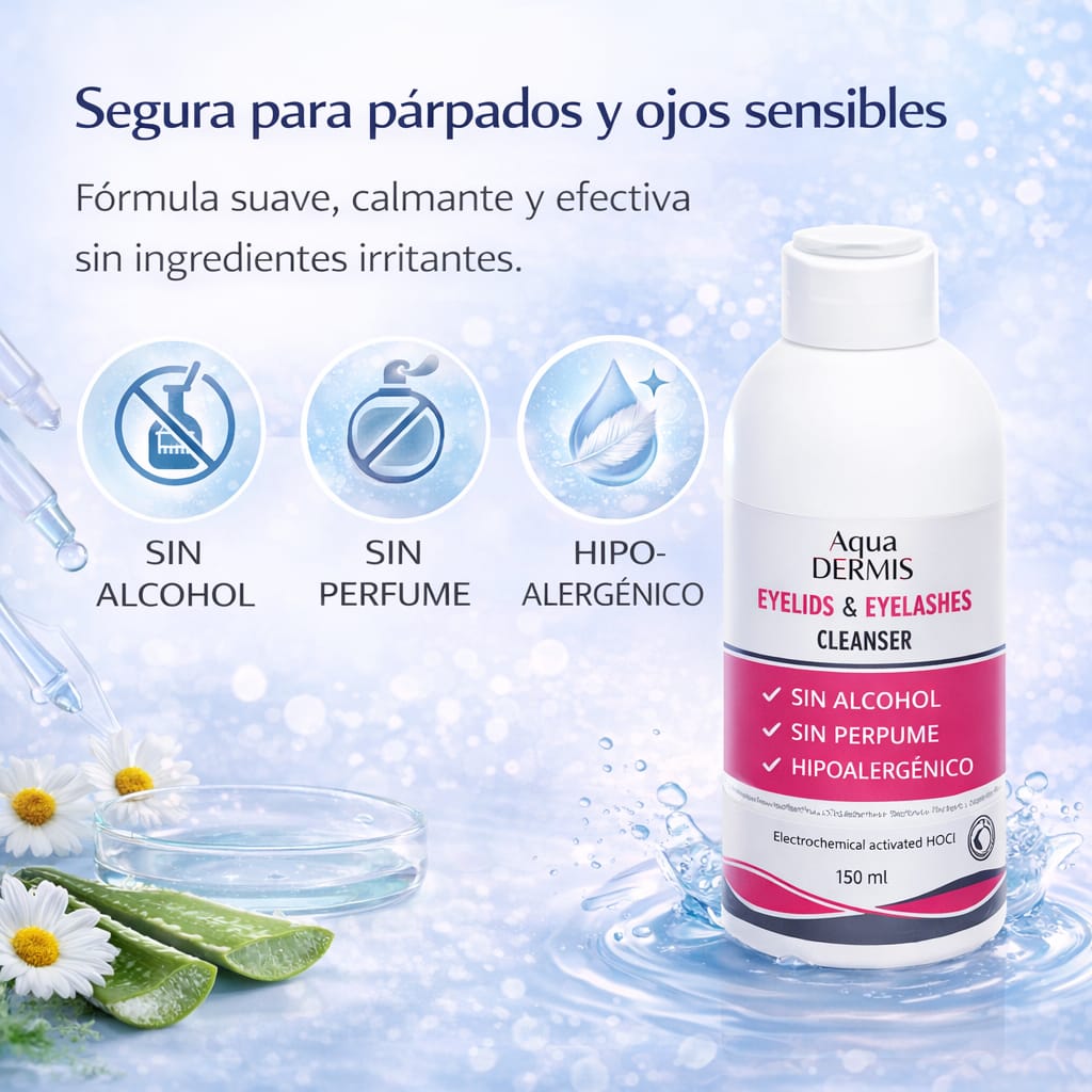 AquaDERMIS Limpiador de Párpados y Pestañas con HOCl (150 ml) - Sterilox C&B Europe SL